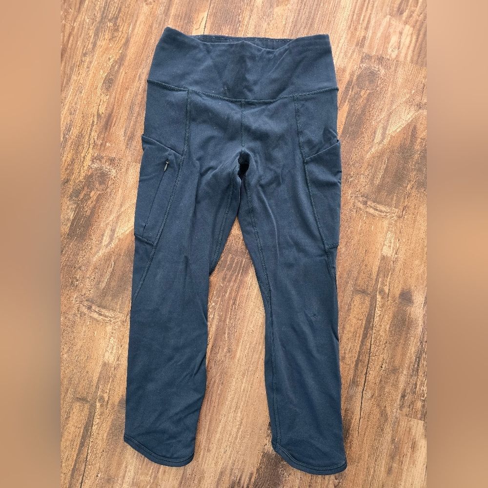 Athleta Teal Cropped Leggings with Pockets Women's Size Small